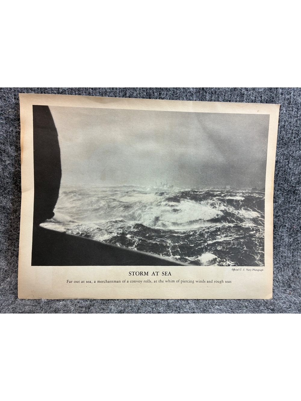 Vintage U.S. Navy Official Photograph Print Storm at Sea